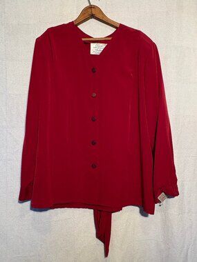 NWT VTG Pendleton Country Sophisticates Red Tie Back Blouse 18W
